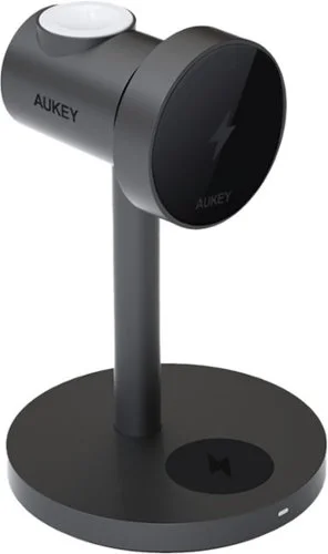 Aukey MagFusion Magnetic Wireless Charging Station (Qi 2.0, 15W, 3-in-1) - Gray
