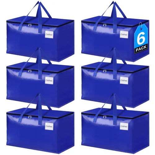 XUEYU 6 Pack Heavy Duty Moving Bags, Extra Large Waterproof Storage Totes with Reinforced Handles