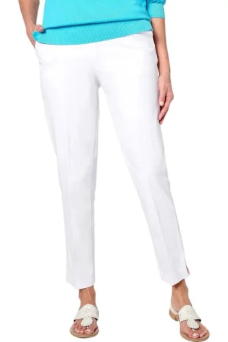 Isaac Mizrahi Live! Women's 24/7 Stretch Icon Ankle Pants in Bright White