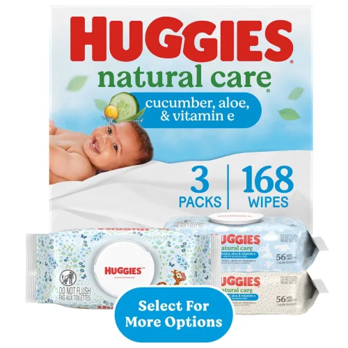 Huggies Natural Care Cucumber, Aloe, & Vitamin E Scented Baby Wipes, 3 Packs, 168 Total Wipes