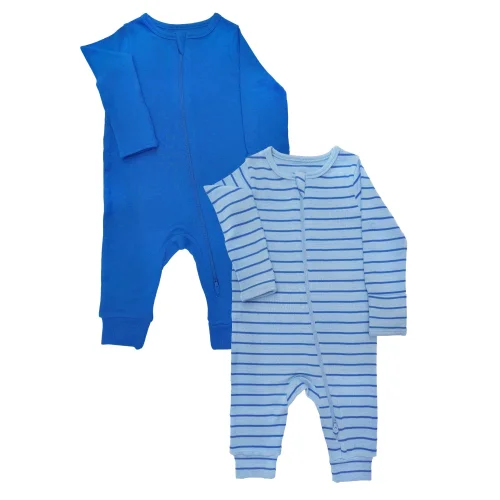 Wonder So Soft Modal by Wonder Nation Baby 2-pack two-way zipper footless coverall, Sizes Preemie&ndash;6/9 Months