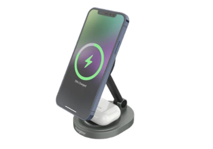 Energizer - 2-in-1 15W Magnetic MagSafe/Qi2 Compatible Fast 15W Charger, Charging Station/Stand for iPhone + AirPods + Apple Watch - Black