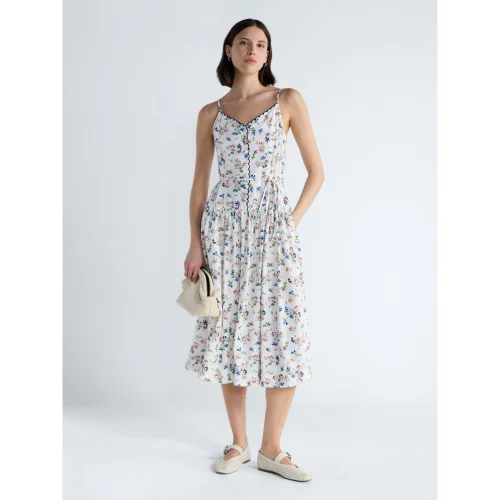 Free Assembly Women's Linen Blend Sleeveless Belted Midi Dress, Available in Sizes XS through XXL