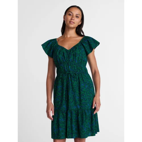 Time and Tru Women's Tie Waist Mini Dress with Flutter Sleeves, Available in Sizes XS through XXXL