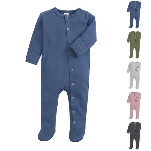 THDHVS Newborn Long Sleeve Snug Fits Footed Sleeper Pajamas for Baby Boys and Girls, Blue 6-9 Months