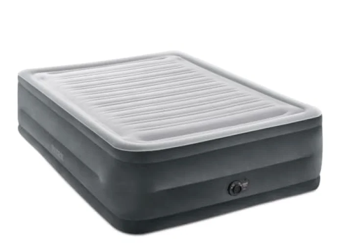 Intex 64417ED 22in Queen Dura-Beam Comfort Plush High-Rise Inflatable Air Mattress with Built in Pump for Travel and Camping, 600lb Weight Capacity