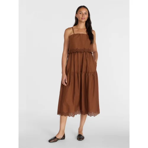 Time and Tru Women's and Women's Plus Sleeveless Cotton Midi Dress with Eyelet Trim, Sizes XS-4X