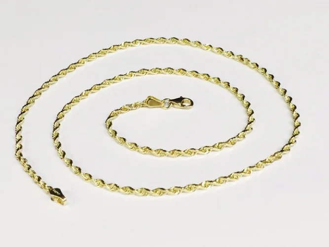 10k Yellow Gold 20" Solid Diamond Cut ROPE Pendant Chain/Necklace 2mm 4 Grams