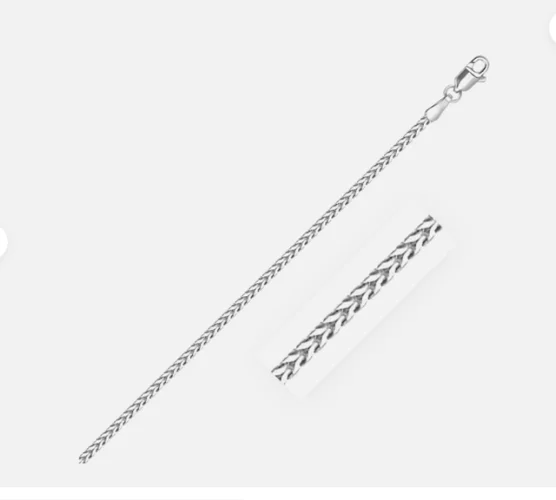 14k White Gold 16" Franco Wheat Pendant Chain Necklace 2.4 Grams 1MM