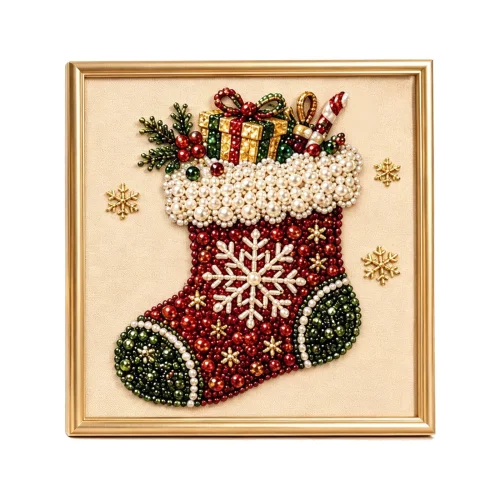 Christmas DIY Pearl Diamond Art Kit with Frame, 10x10 Inch Beads Painting Craft for Adults Beginner