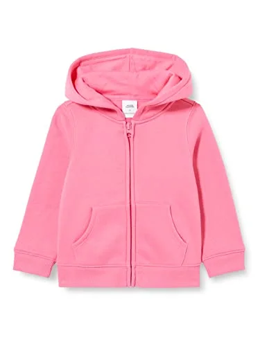 Amazon Essentials Girls' Fleece Full-Zip Hoodie Sweatshirt in Bright Pink, Size Medium