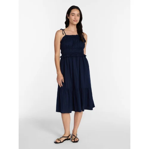 Time and Tru Women's Pipped Midi Dress, Available in Sizes XS through XXXL