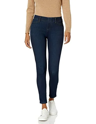 Amazon Essentials Women's Pull-On Mid Rise Stretchy Knit Jegging, Dark Wash, X-Large Short