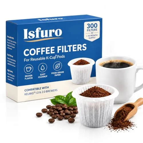 300 Count Disposable Coffee Filters for Keurig 1.0 & 2.0 Compatible Reusable K Cup Coffee Pods