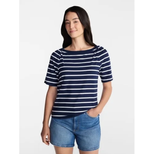 Time and Tru Women's Envelope Tee with Short Sleeves, Available in Sizes XS through XXXL