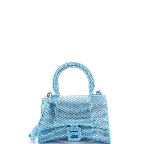 Balenciaga Hourglass Top Handle Bag Suede with Crystals XS