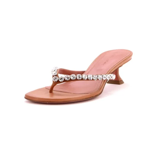 Amina Muaddi Women's Gigi Heeled Sandals Leather with Crystals 45