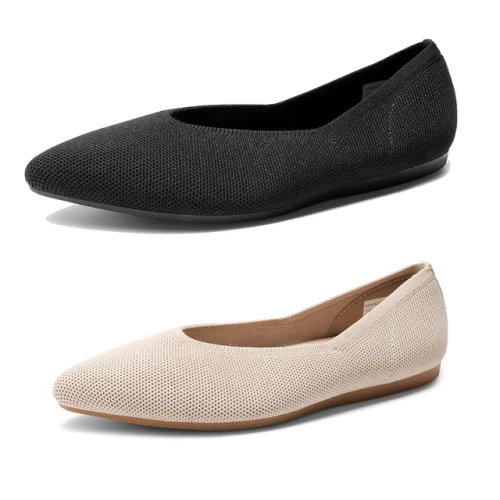 Women Knit Flat Shoes Pointed Toe Dressy Work Office Flats With Arch Support