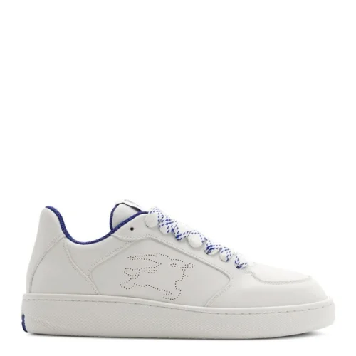 Size 9 - Burberry Leather Stock Sneaker Perforated Equestrian Knight - White Women's Footwear
