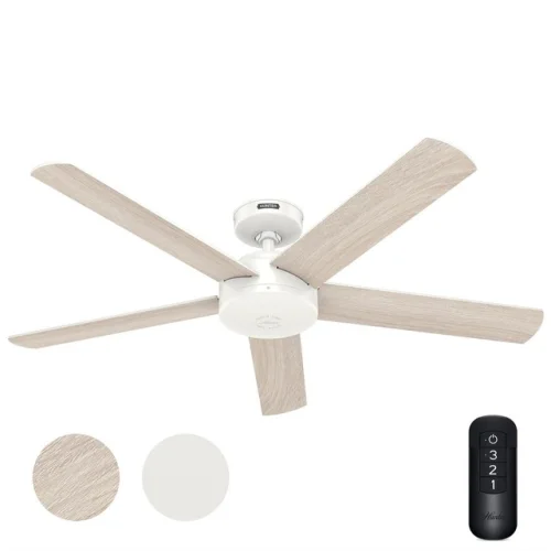 Hunter Fan 52 inch Fresh White Outdoor Ceiling Fan with Remote and No Light