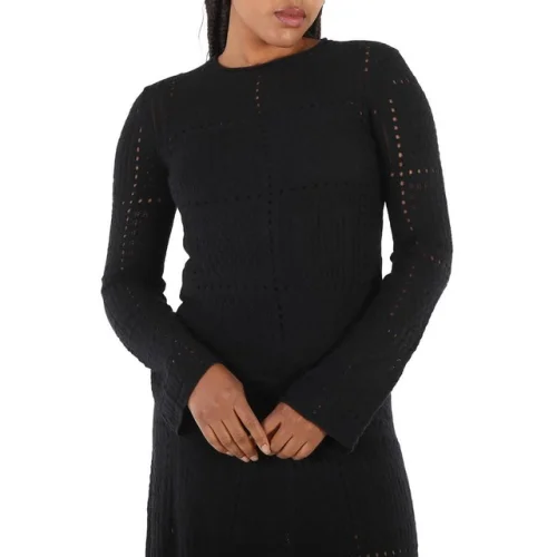 Chloe Ladies Black Knitted Pullover Jumper, Size Large