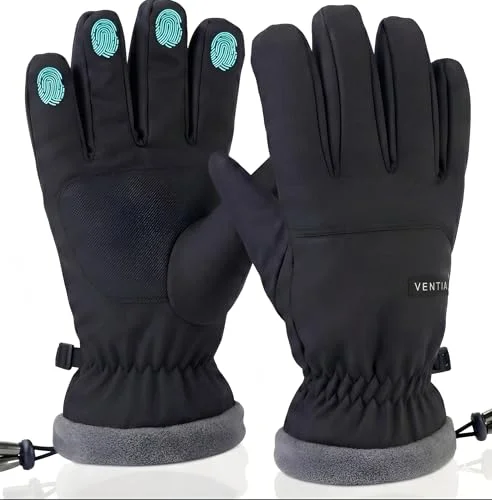 Ventyxa Winter Gloves Men Women Waterproof Touchscreen Thermal Ski Snow Gloves Large Fleece Lined