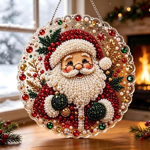 Christmas Diamond Art Hanging Ornament, Window DIY Christmas Decorations Diamond Art Accessories, Pearl Arts Kit Crafting Diamond Art Kits for Adults