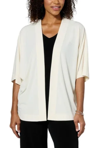 IMAN Global Chic Runway Dolman Sleeve Knit Cardigan in Cream