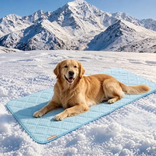 PPOLCA Waterproof Cooling Couch Protector for Dogs, 28x59 Inch, Light Blue Memory Foam Pet Mat