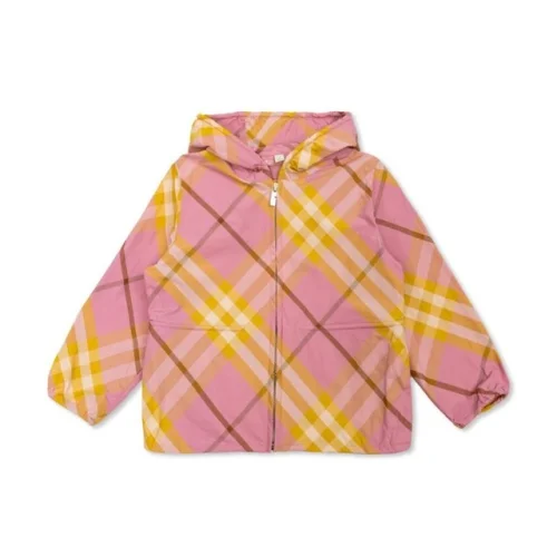 Burberry Kids Checked Pattern Hooded Jacket, Size 4Y