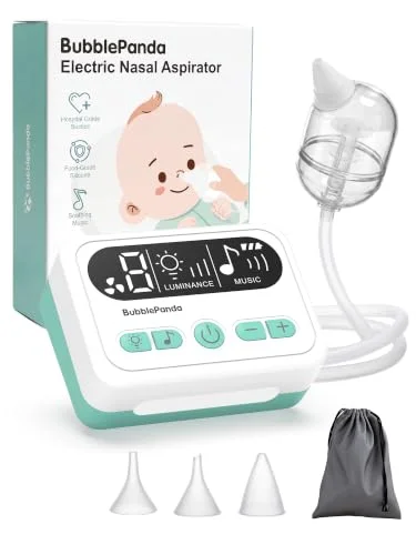 BubblePanda Quiet Electric Nasal Aspirator for Baby with 9 Suction Levels and Soothing Music