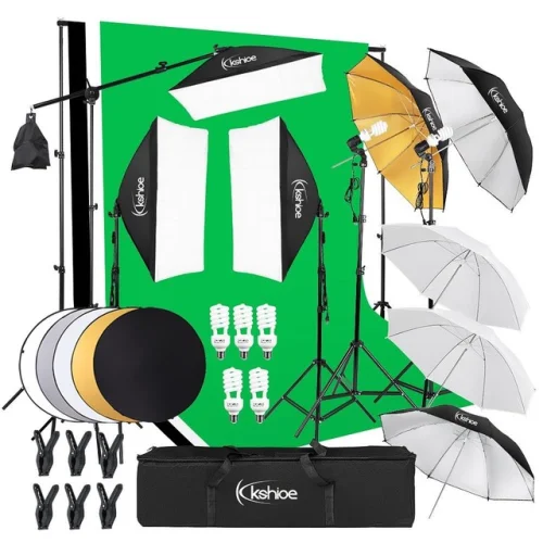 Video Photo Studio Photography Lighting Kit with Backdrops, Umbrellas, Softbox, and Light Stands