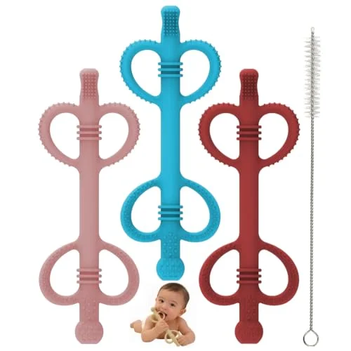 Solifegoble Baby Silicone Teething Stick, Food-Grade BPA Free Long Handle Molar Teether Chew Toy