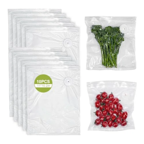 10PCS Reusable Vacuum Sealer Bags for Food Storage, Compatible with Handheld Vacuum Sealer (11 x 10.2 in)