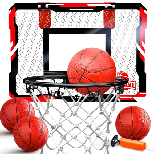 JoyStone Over The Door Mini Basketball Hoop Set for Kids with 4 Basketballs and Pump Included