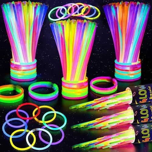 SHQDD 300 Glow Sticks Bulk Party Pack &ndash; 8" Neon Glow Sticks with Connectors for Parties and Events