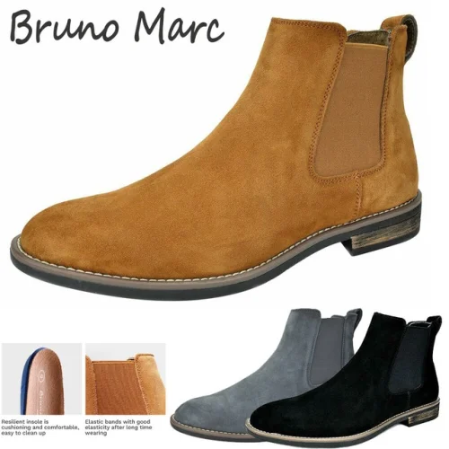 Men's Leather Chelsea Boots Chukka Slip On Dress Casual Desert Shoes