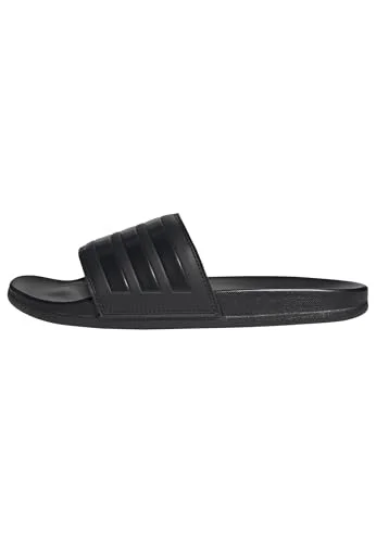 adidas Adult Adilette Comfort Slides in Core Black, Size 6, Featuring a Quick-Dry EVA Upper Design