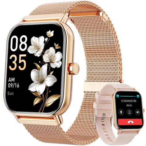 Mingdaln Smart Watch with 1.85-inch HD Touch Screen, Bluetooth Calling, and Two Watch Straps