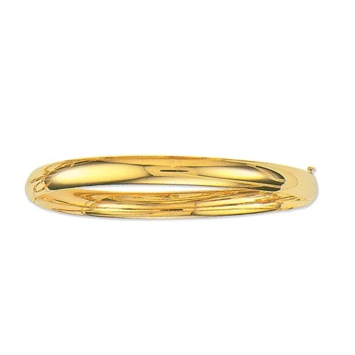14k Yellow Gold 8 inch Shiny Domed Hinged Bangle Bracelet 5mm Width 5 Grams Weight