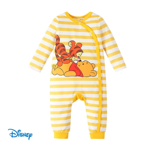 Disney Winnie the Pooh Baby Girls and Boys Long Sleeve Stripe Jumpsuit Unisex Coverall 0-18 Months
