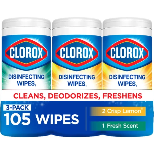 Clorox Disinfecting Cleaning Wipes Variety Pack, Bleach Free, Fresh Scent and Crisp Lemon, 3-Pack