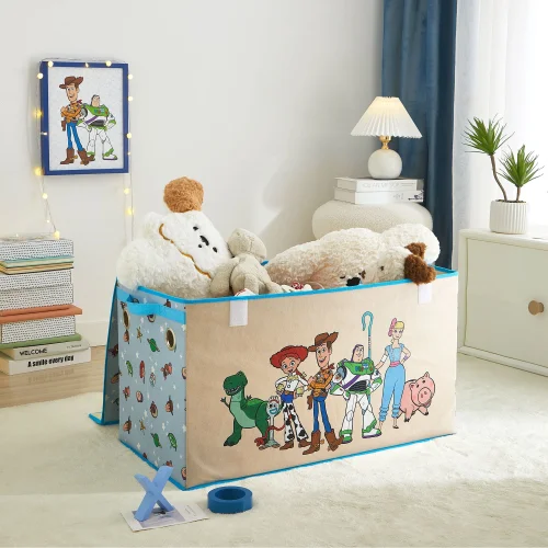 Disney Toy Story 16-Inch Storage Trunk with Soft-Close Lid and Foldable Fabric Design for Kids