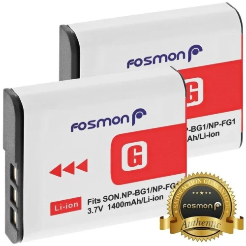 2 PACK Fosmon NP-BG1 NP-FG1 1400mAh High Capacity Replacement Battery for Sony Digital Cameras