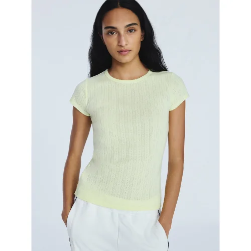 Free Assembly Women's and Women's Plus Pointelle Mini Tee with Short Sleeves, Sizes XS-4X