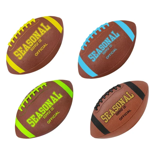 Seasonal Supply Co. Leather-Look Vinyl Youth Football in Assorted Colors with Colorful Seams