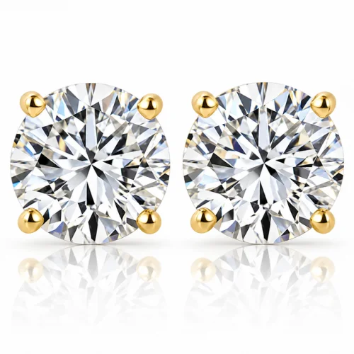 6.50CT Round Diamond Studs 14k Yellow Gold Lab Grown Screw Back Earrings