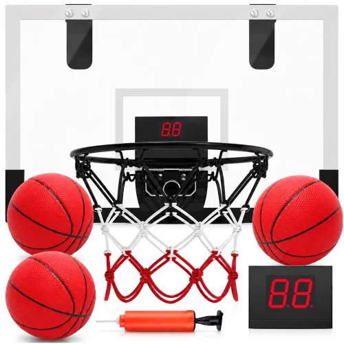 JoyStone Indoor Basketball Hoop Set with 3 Balls and Electronic Scoreboard for Kids and Adults