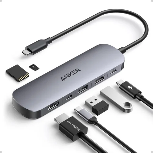 Anker Refurbished 7-in-1 Multi-Port USB-C Hub Adapter for Laptop and Mac with 4K Resolution Support