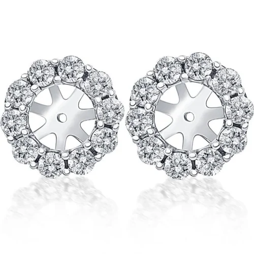 14K White Gold 1/2 Ct. Diamond Studs Earring Jackets (up to 6mm)